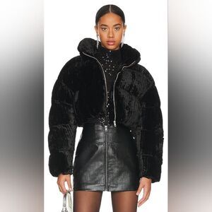 NWT Ronnie Kobo Sagen Black Velvet Puffer Jacket Size XS